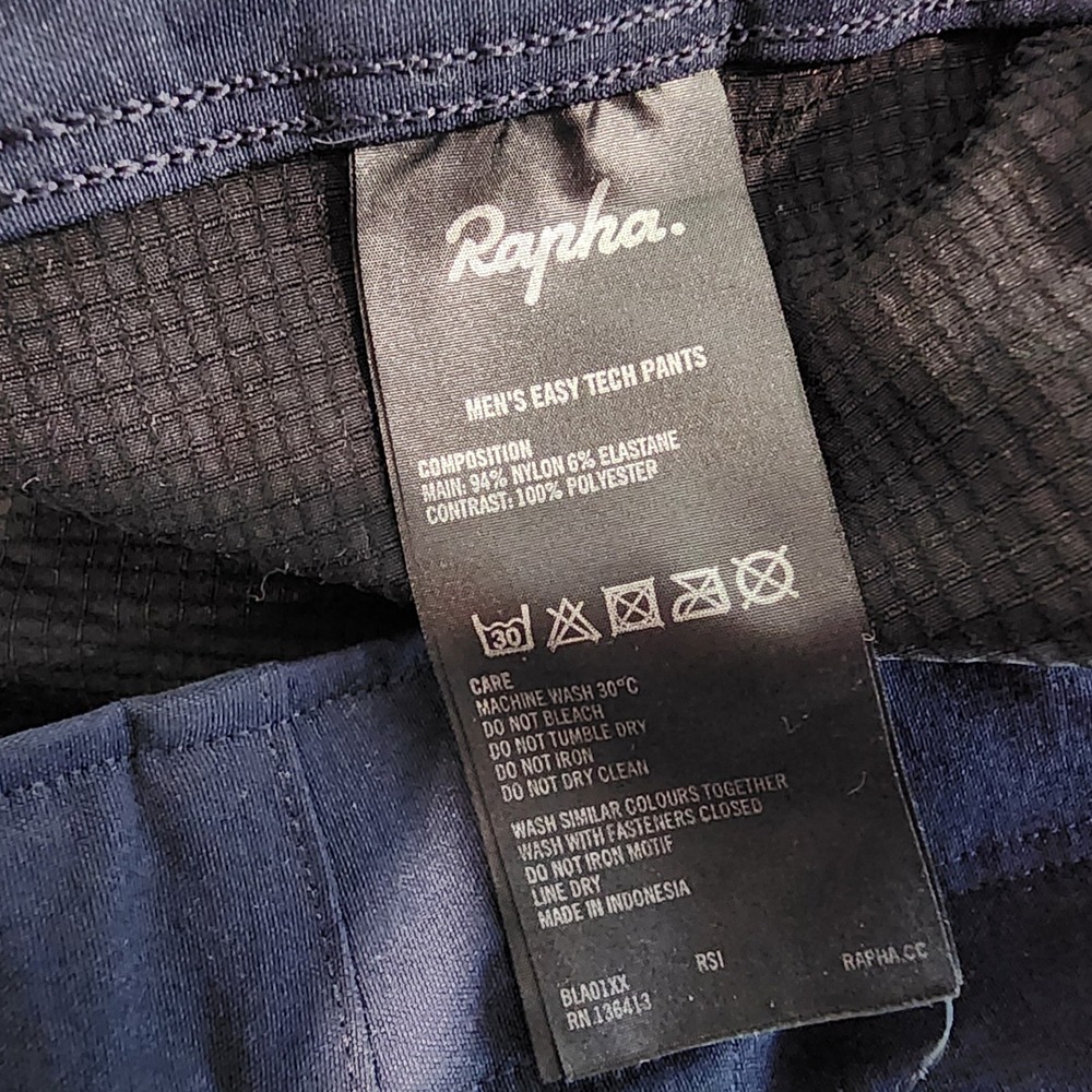 Rapha Easy Tech Pants Men's XXL Navy Blue Nylon Stretch Belt Pull-on Commuter - Picture 9 of 9